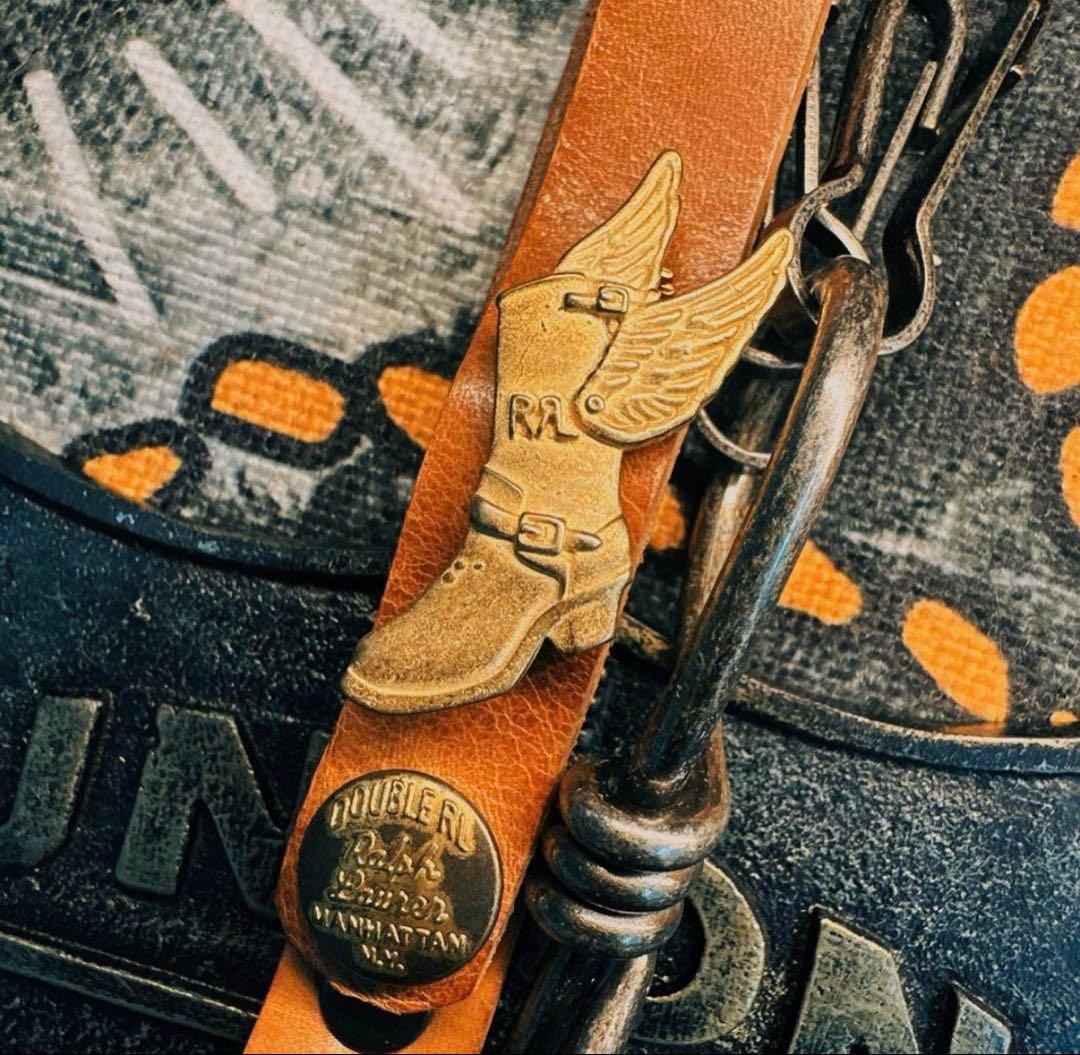 未使用　RRL 銅製ブーツ翼バッジ＆キーホルダーセット