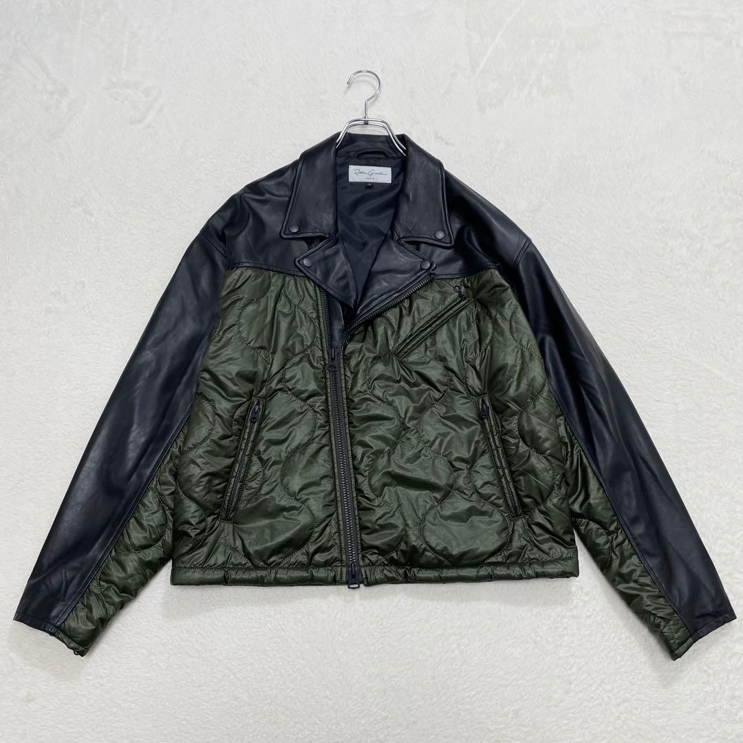 レトログレード　ダブルライダースジャケット　異素材切替　キルティング（9940）