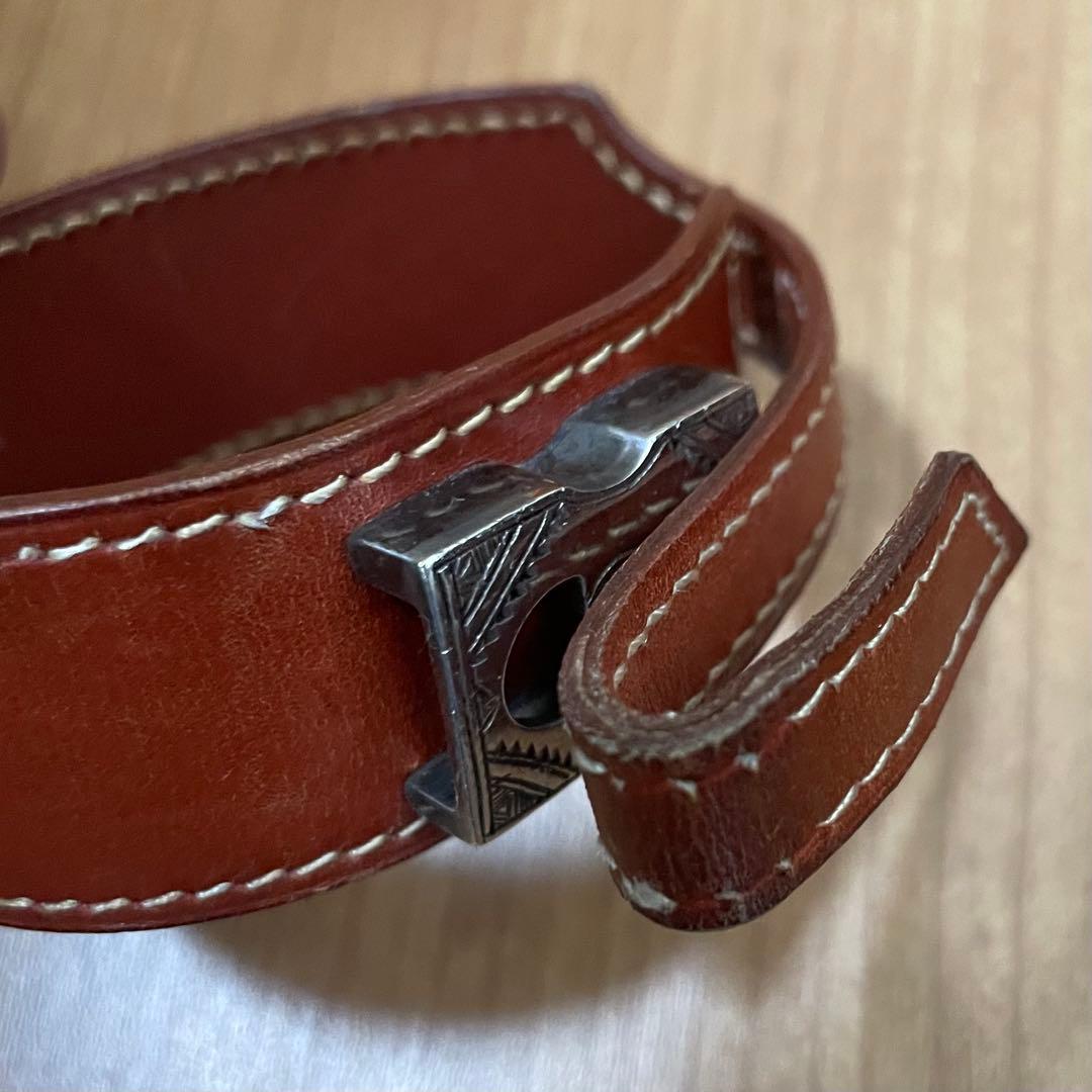 即買OK エルメス HERMES トゥアレグ レザー シルバー ブレス