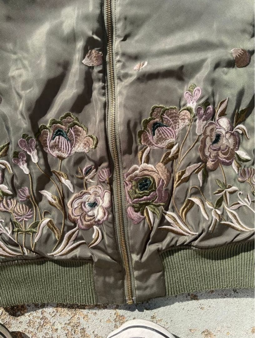 【希少】90s MA-1 リバーシブル 花柄 フラワーデザイン キルティング