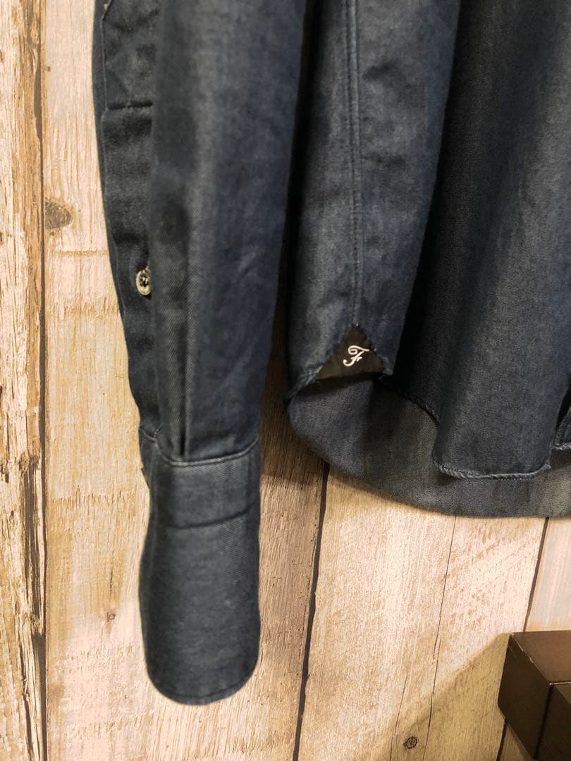 新作 フィナモレ MANUEL ワンピースカラー インディゴ デニムシャツ 38