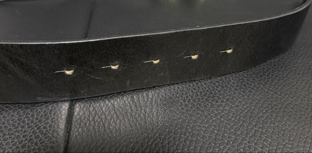 DIESEL ブラックレザー ベルト オーバルバックル　75/30