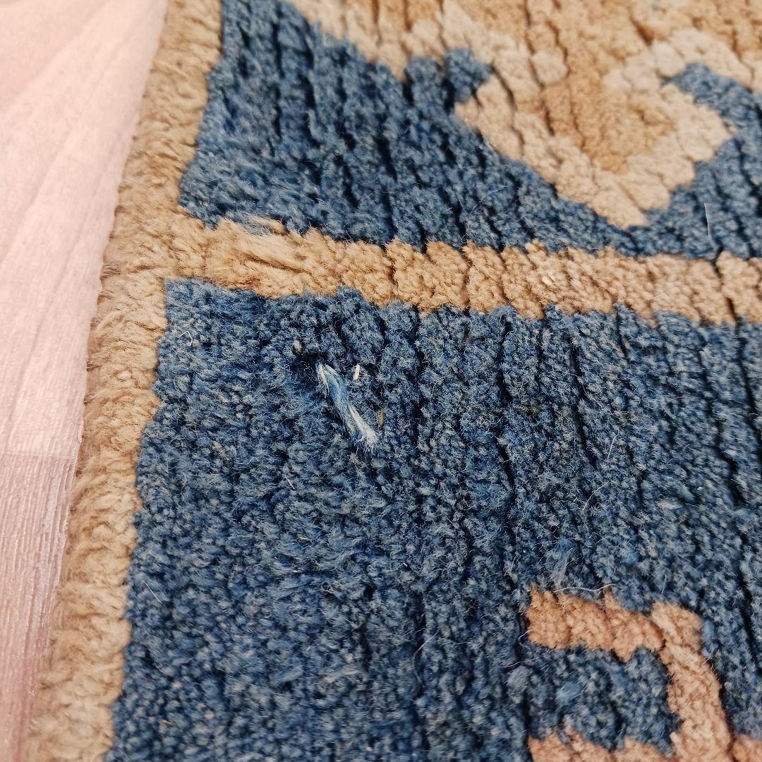 Y1128-2 幻の古緞通 赤穂緞通 卍格子文段通 絨毯 189×91㎝