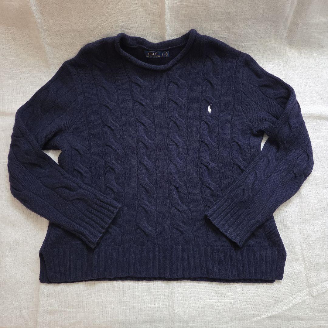 ポロ・ラルフ・ローレン ネイビー ケーブルニットセーター