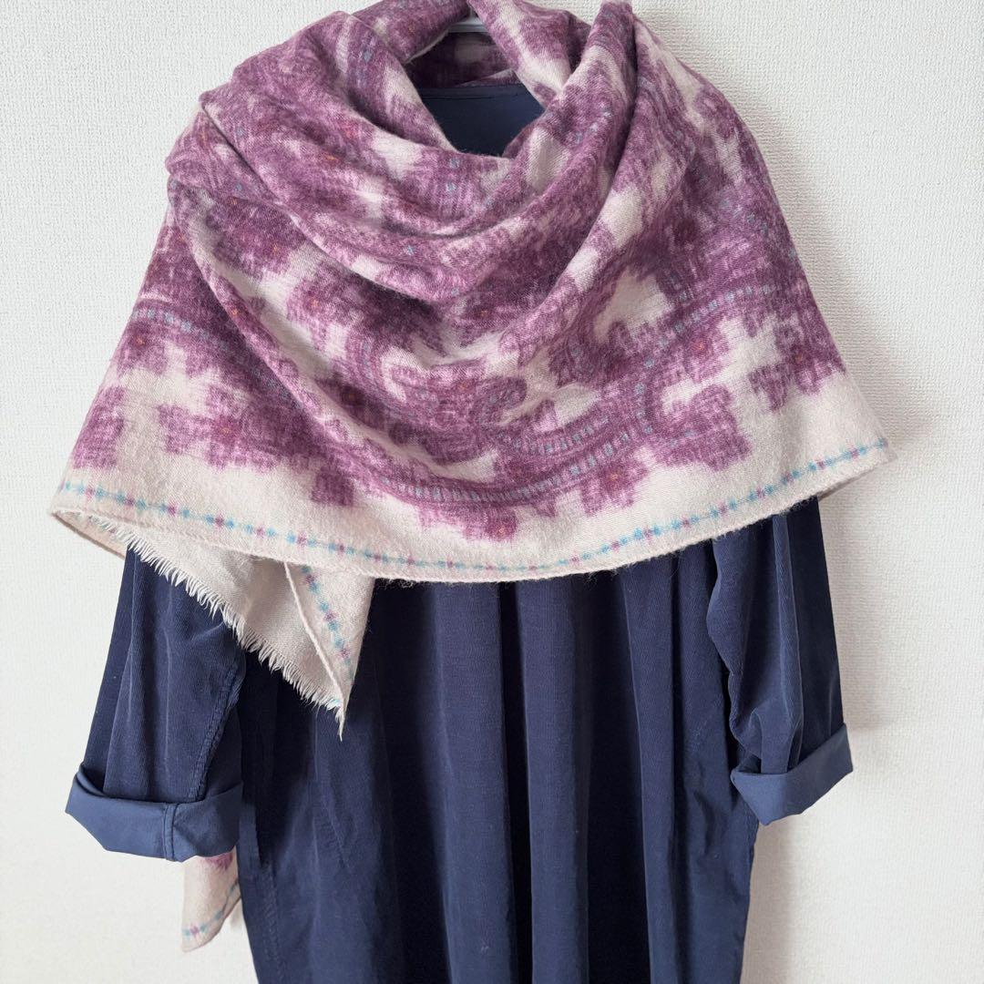 【美品】◆45R ウールストール ショール 45rpm