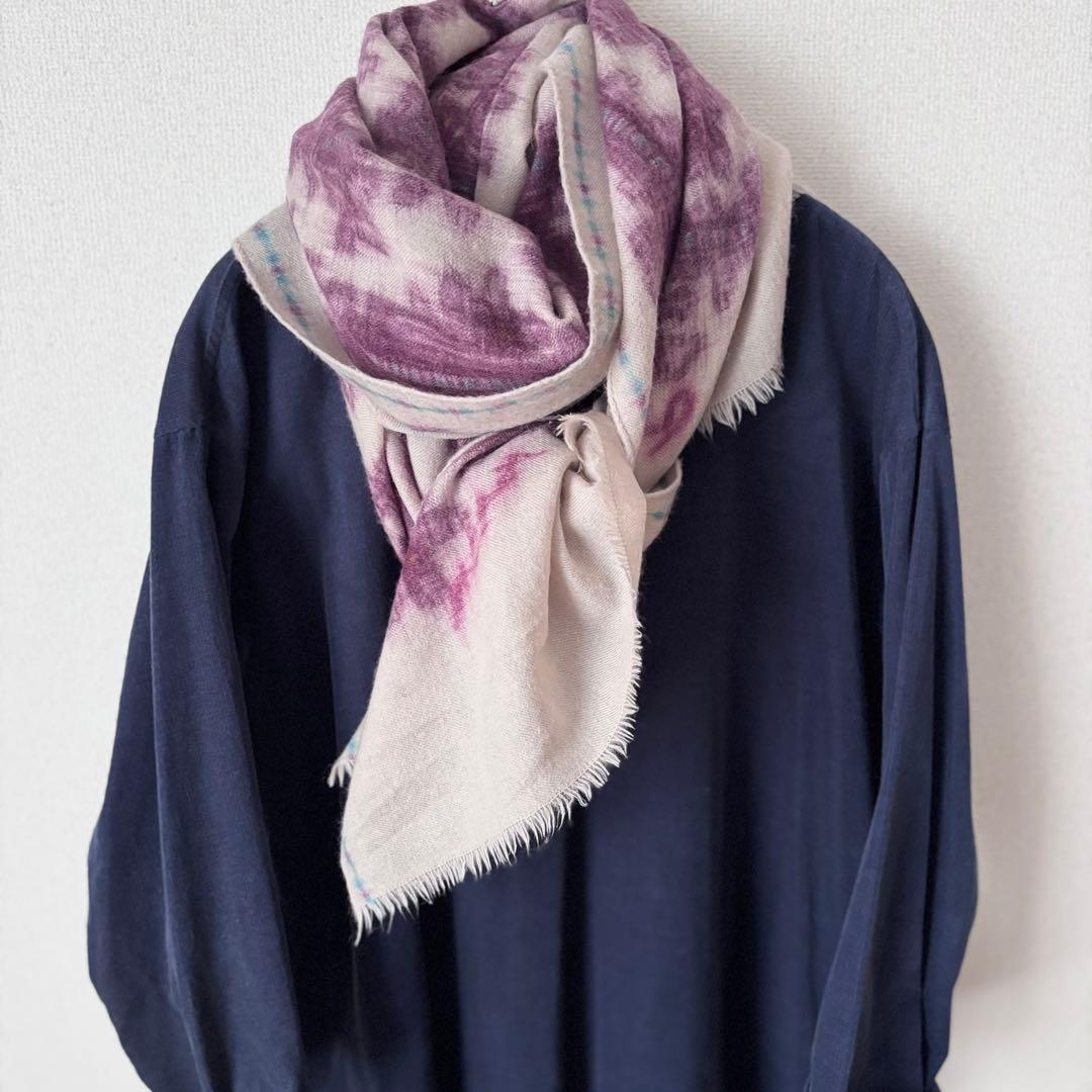 【美品】◆45R ウールストール ショール 45rpm