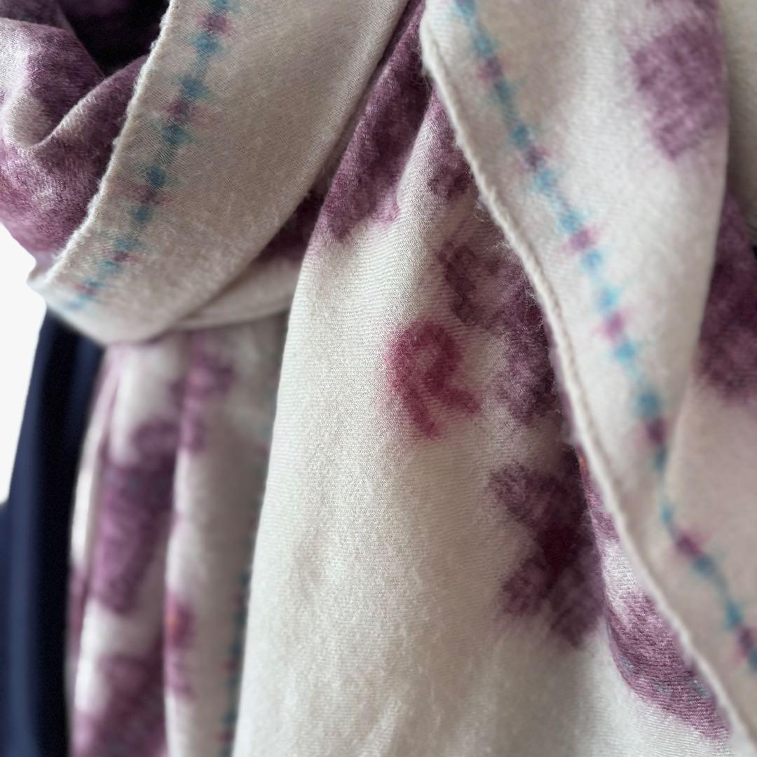 【美品】◆45R ウールストール ショール 45rpm