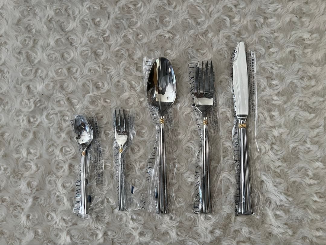 ラッキーウッド　カトラリーセット　エメラルド（金彩）ディナーセット　25本セット