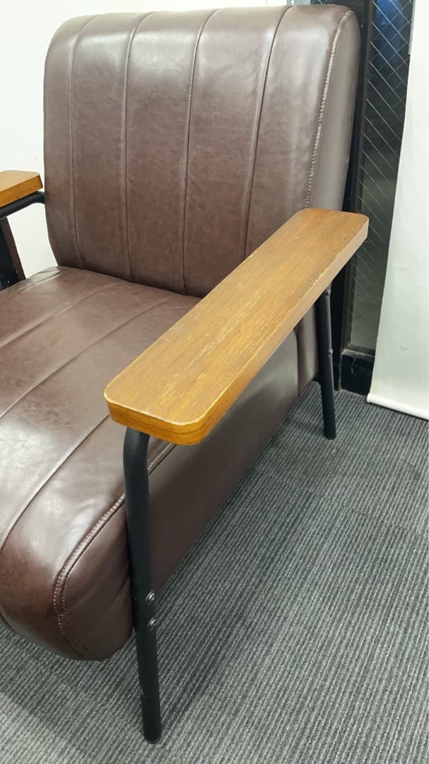 ★中古格安！合成皮革 1人用ソファ (Nシールド ステイン2KD DBR)