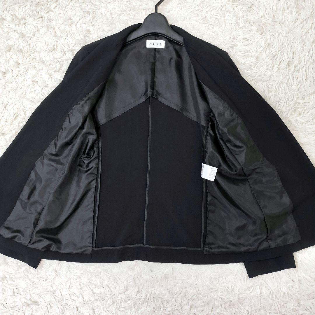 美品✨プラステ パンツスーツ ノーカラーセットアップ 星玲奈 ストレッチ 黒 L