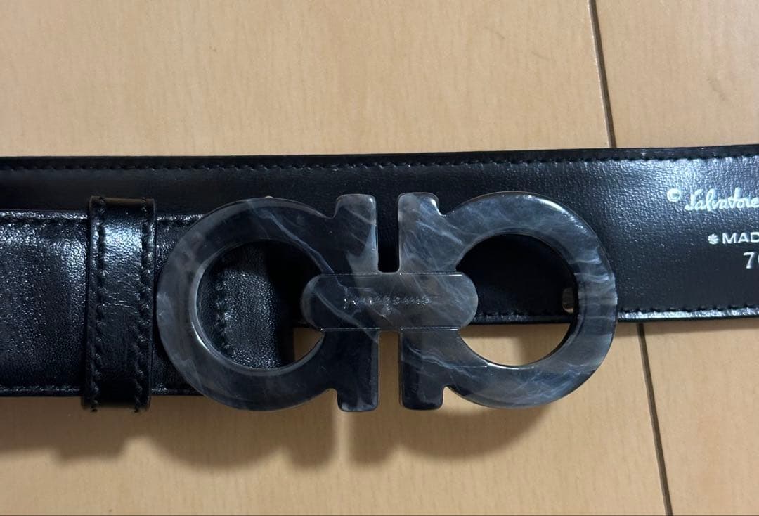 Ferragamo フェラガモ　ブラック ベルト ダブルガンチーニ