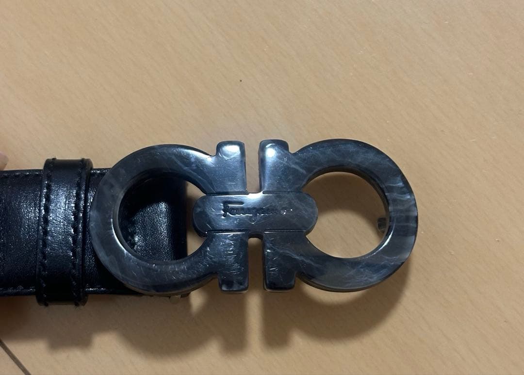 Ferragamo フェラガモ　ブラック ベルト ダブルガンチーニ