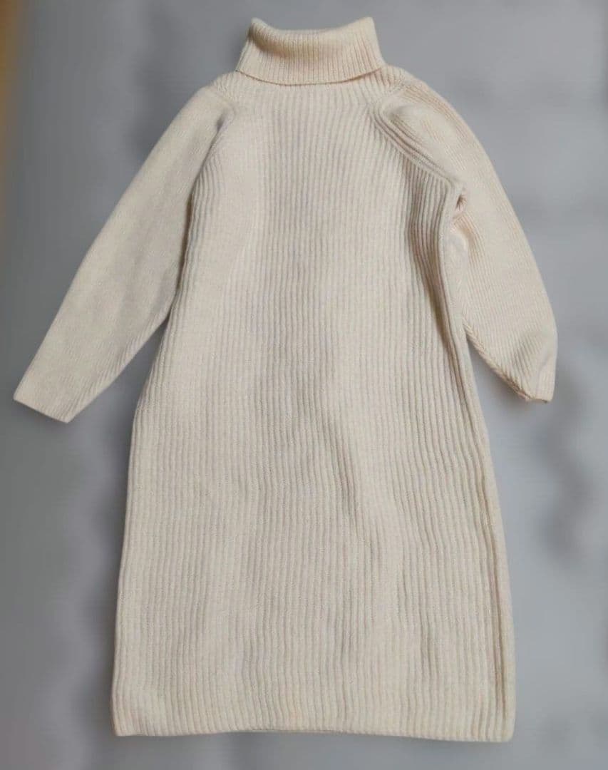 ♡TOMORROWLAND♡ウールモヘアシルクニットワンピースSアイボリー