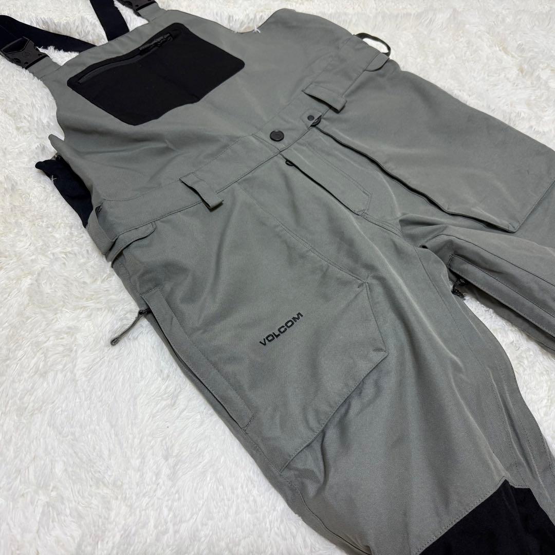 美品 ボルコム スノーボード ビブパンツ グレー M【E-52】