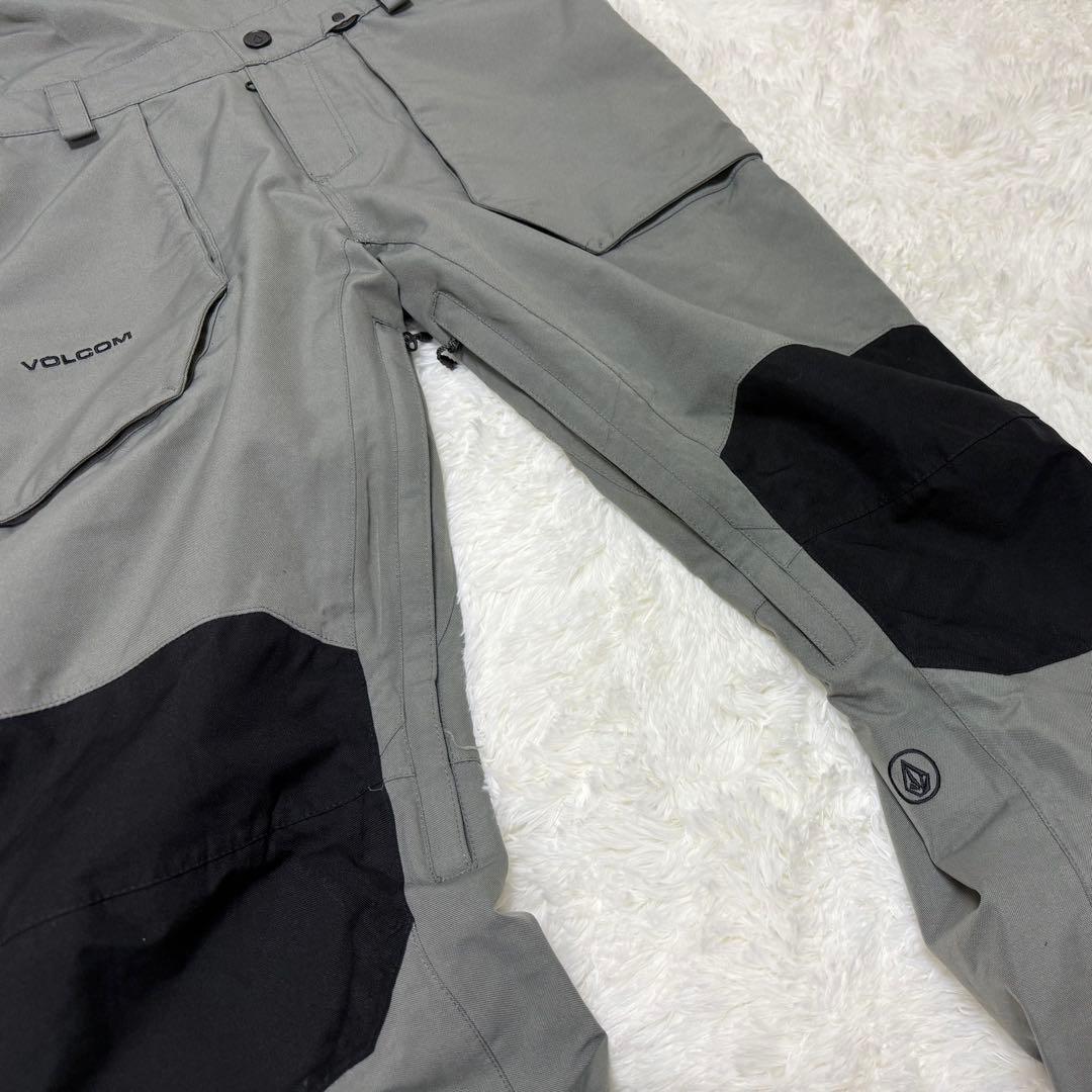 美品 ボルコム スノーボード ビブパンツ グレー M【E-52】