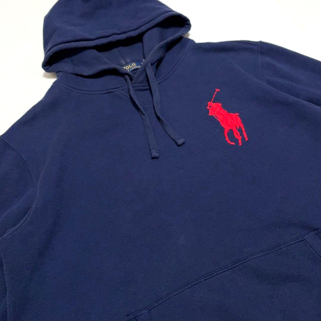 ポロ ラルフローレン ビッグポニー刺繍 プルオーバー パーカー ネイビー L