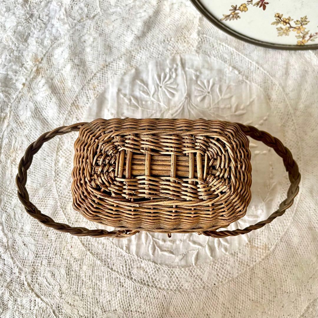 【訳あり】ドールパニエ　フランスアンティーク 人形用 ミニ プチ カゴ 籠 かご