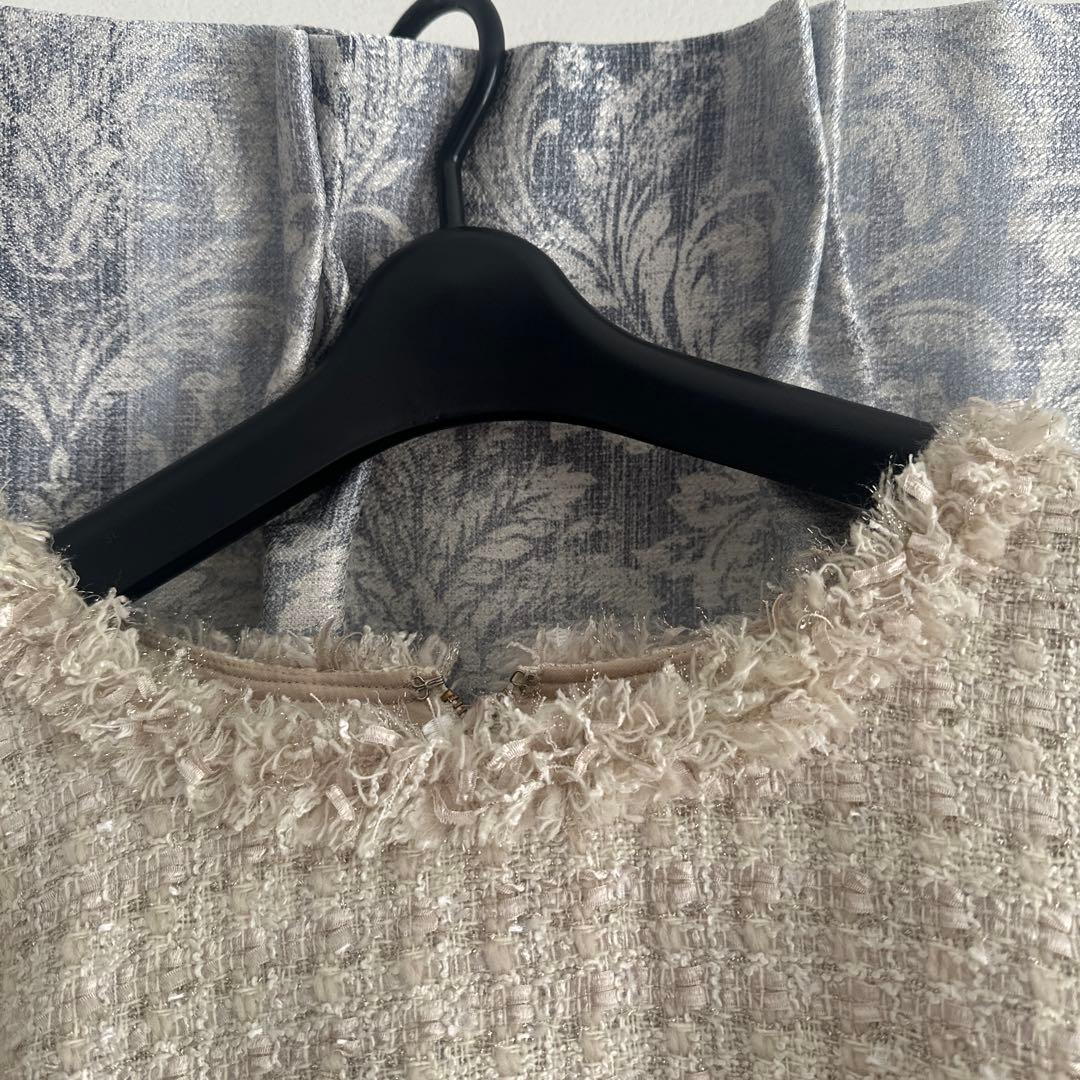 美品　大きいサイズ46 ローズティアラ　ツイードワンピース