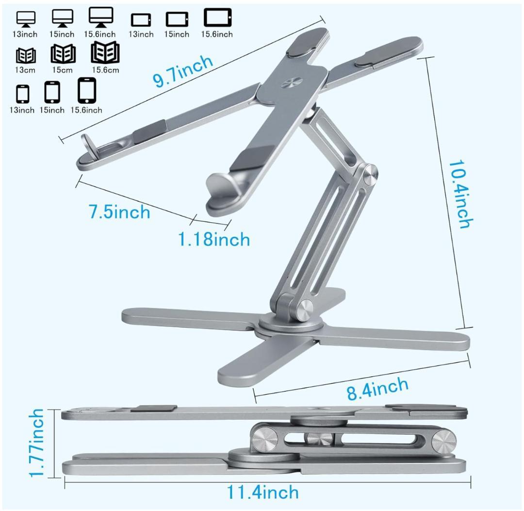 H&W ノートパソコンスタンド 360度回転 PCスタンド角度/高さ調節