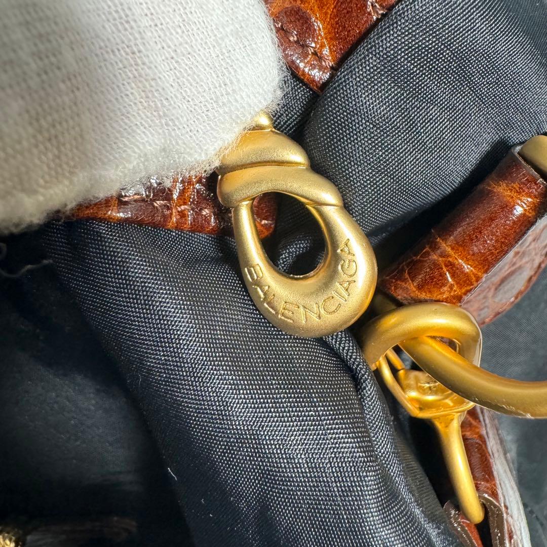 ★極美品★ BALENCIAGA ヴィンテージ ボストンバッグクロコダイル型押し