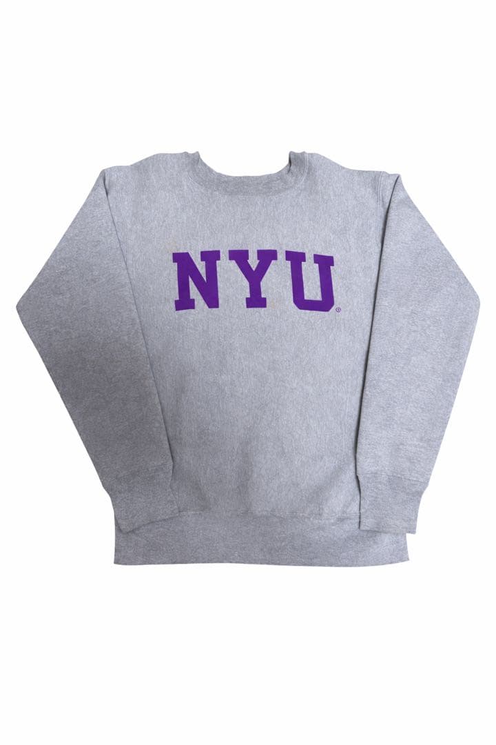Champion リバースウィーブ NYU カレッジロゴ スウェット グレー