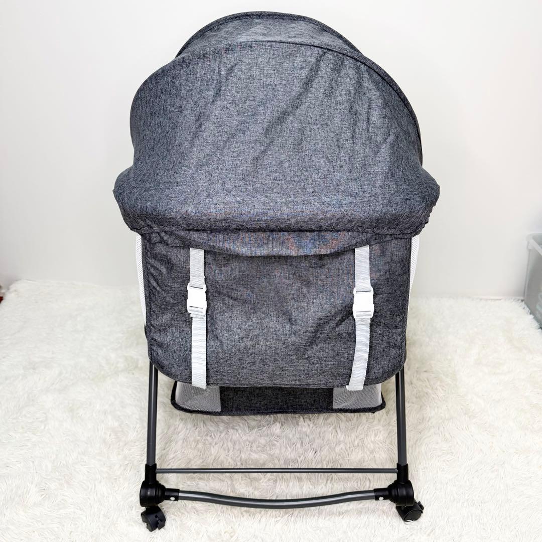極美品 簡易ベビーベッド 移動式 折りたたみ 蚊帳 荷物入れ 収納バッグ