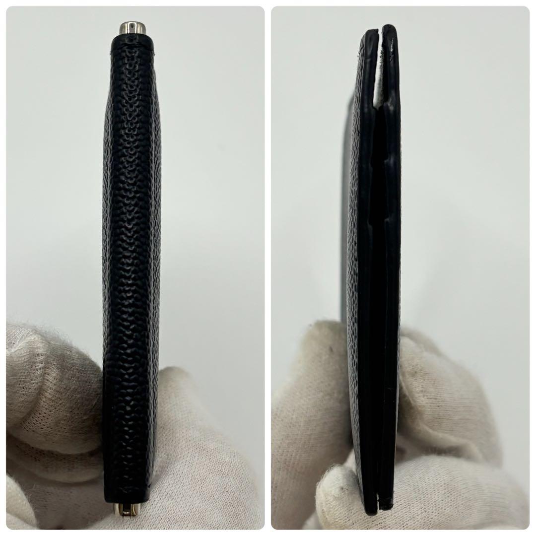 【極美品】サンローラン マネークリップ キャビアスキン ロゴ 黒 レザー