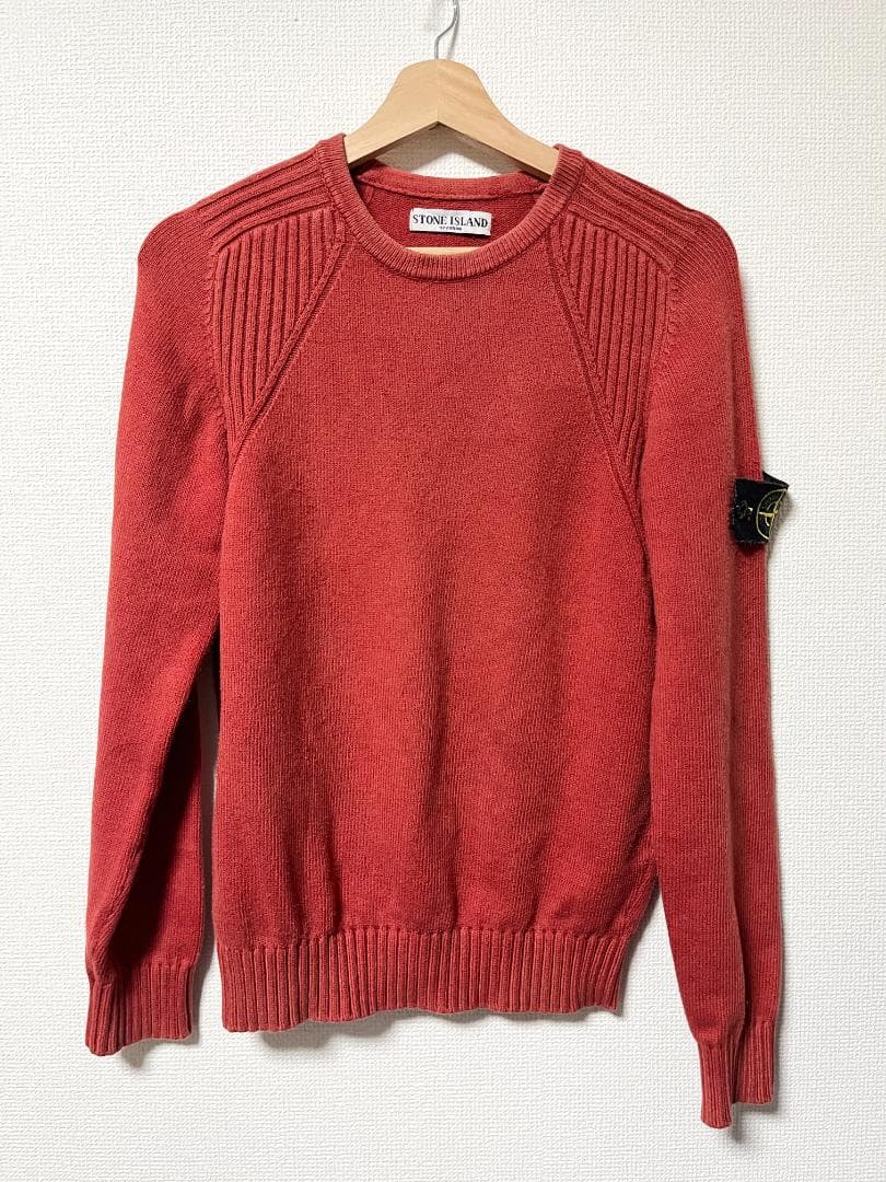 【Mサイズ】Stone  レッド クルーネックセーター