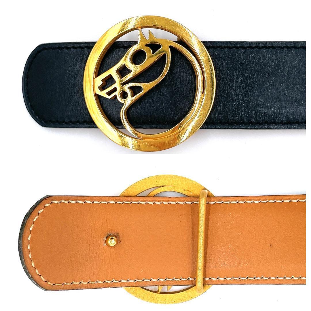 ✨️美品✨️ エルメス シュヴァル 馬 ホースバックル ベルト レディース 黒