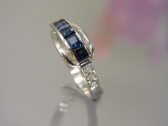 Pt900 サファイア1.02 メレ0.04 リング 14号　訳有