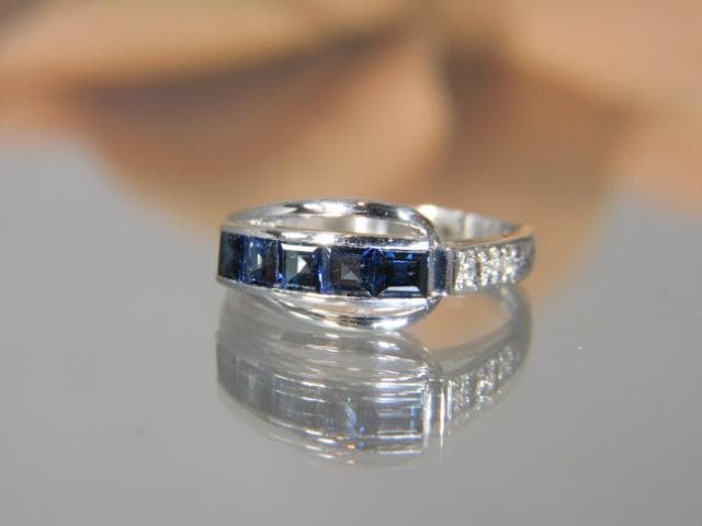 Pt900 サファイア1.02 メレ0.04 リング 14号　訳有