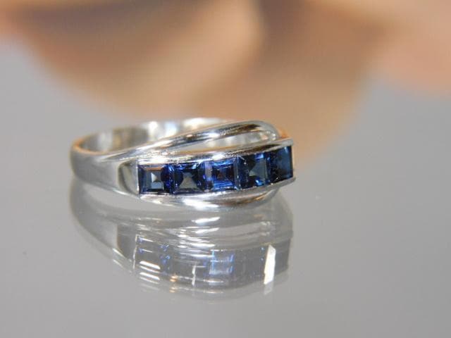 Pt900 サファイア1.02 メレ0.04 リング 14号　訳有
