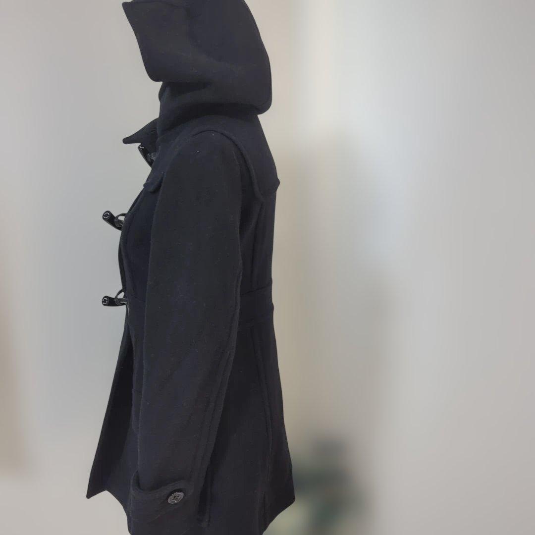 バーバリー黒 ダッフルコート チェック裏地付き