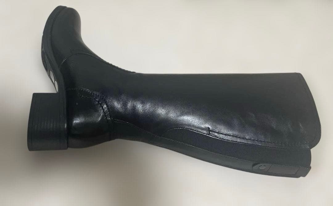 新品タグ付★MODE KAORI レザーバックゴアロングブーツブラック 24cm