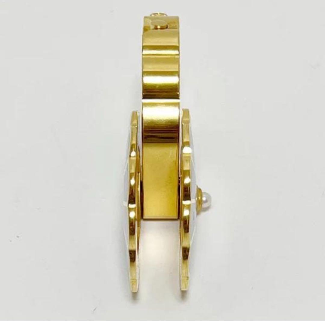 【美品】◆MiKIMOTO◆ミキモト 手持ち時計 ブルー ゴールド 真珠付 貝型