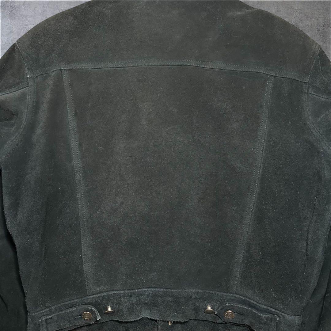 80s unknown スエード レザージャケット 短丈 本革 ブラック