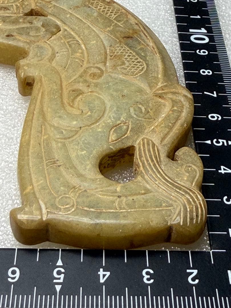 古玉 翡翠製 彫刻 ネックレス手彫り 天然石 古玩 両面彫刻 玉璧