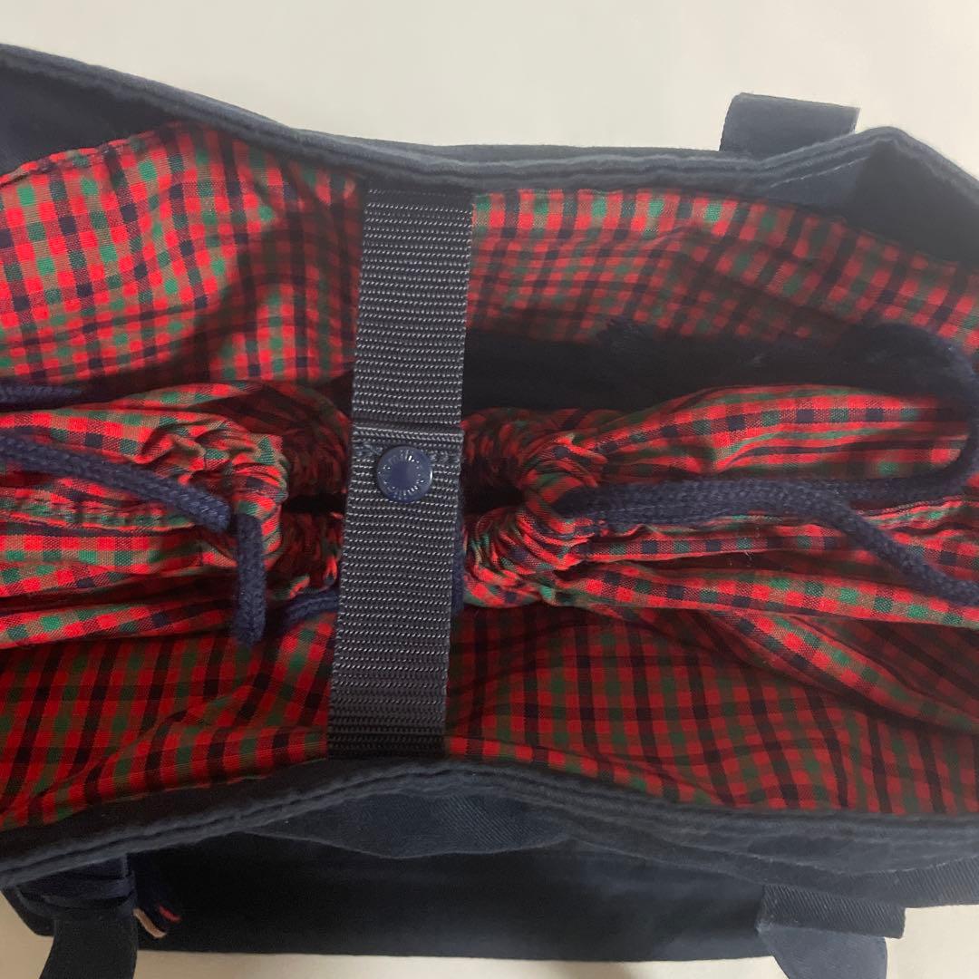 美品　ファミリア　familiar マザーズバッグ　赤　紺色　ネイビー