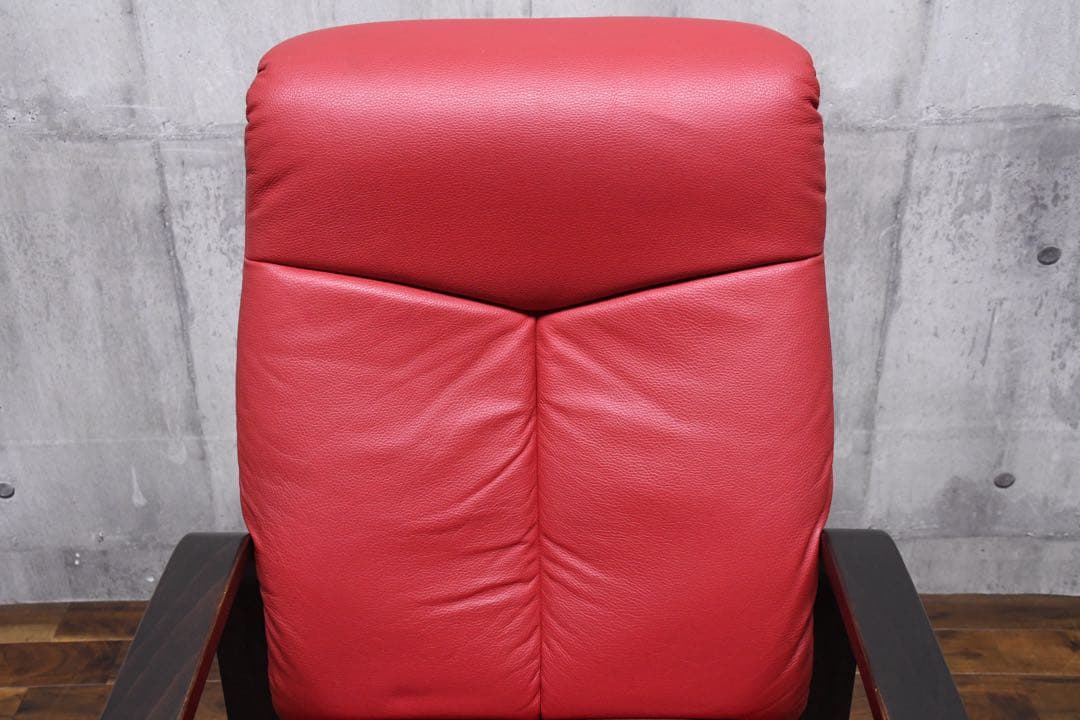 EHK74 冨士ファニチア キャスター付き リクライニング アームチェア レッド