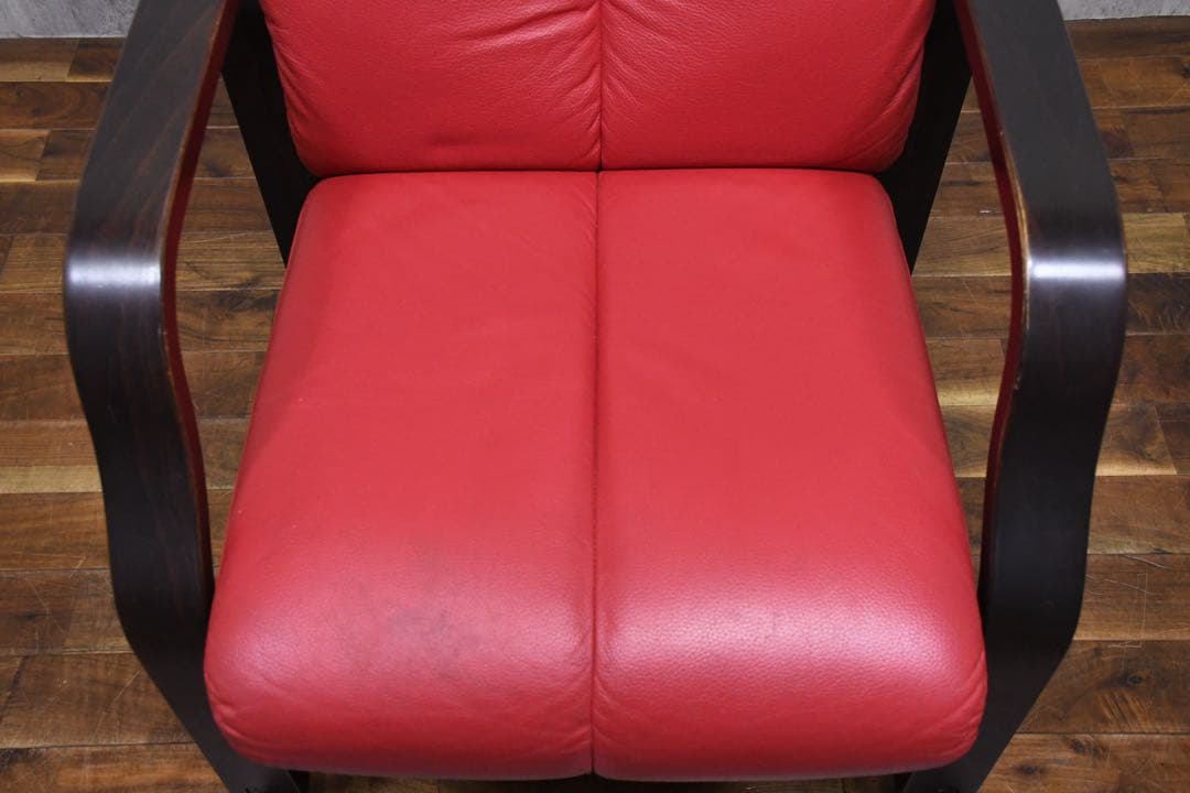 EHK74 冨士ファニチア キャスター付き リクライニング アームチェア レッド