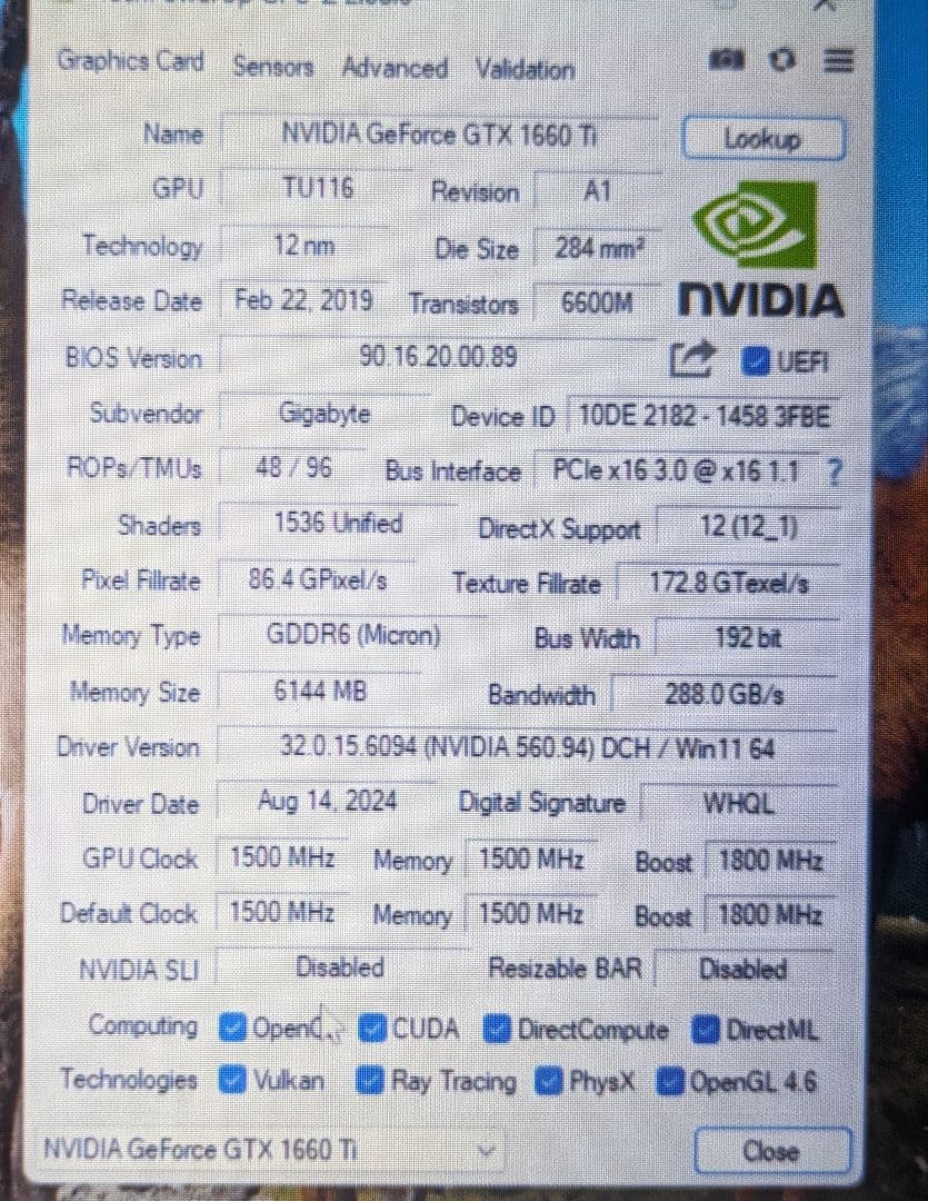 グラフィックボード・グラボ・ビデオカード GIGABYTE NVIDIA GeForce GTX 1660Ti 6GB