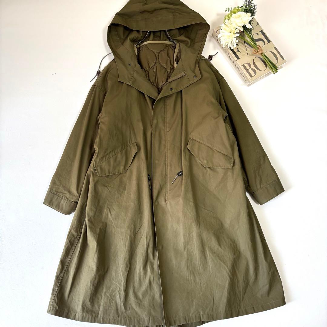 【美品】ウィムガゼット キルトジャケット付きモッズコート キルティング カーキ