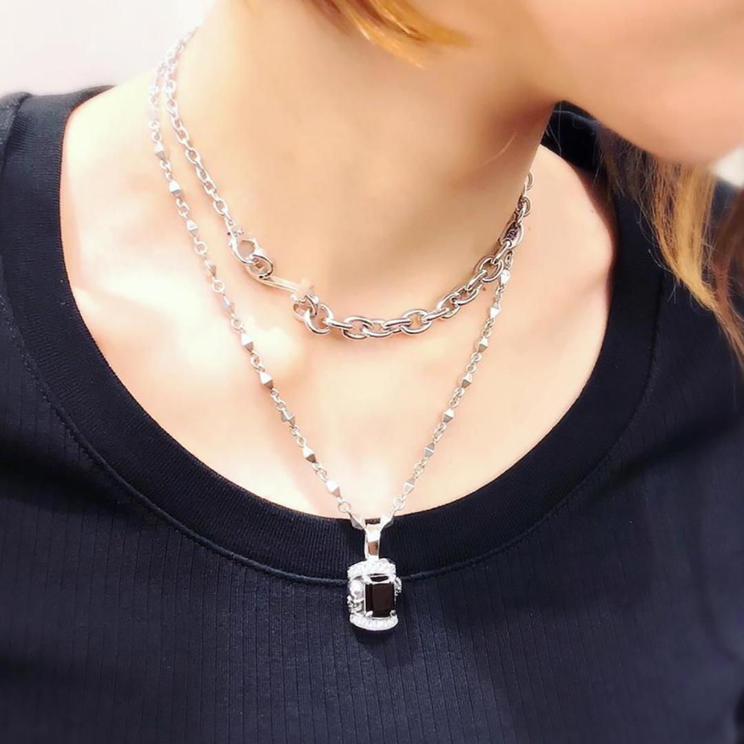 定価5万★Justin Davis スカル・クラウンネックレス（ブラック）