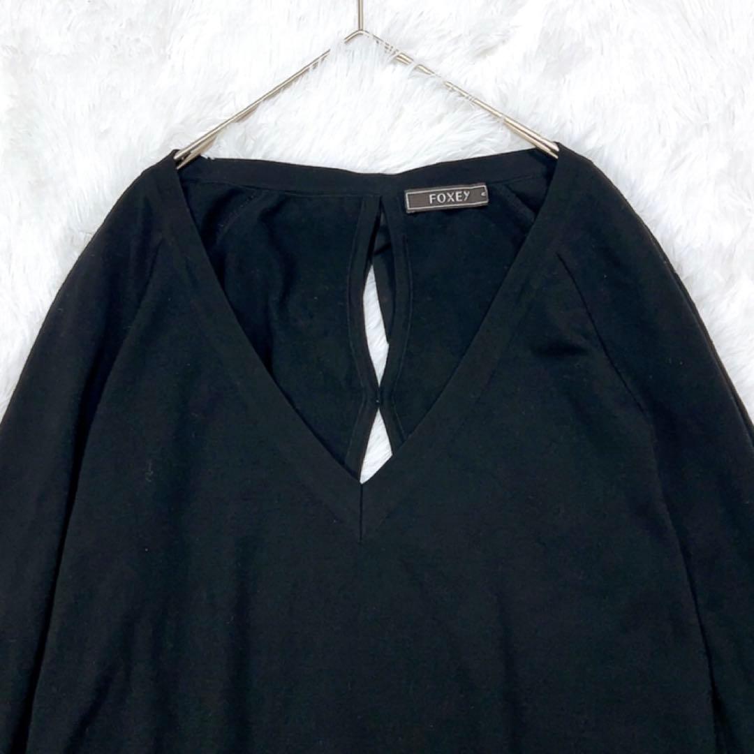 FOXEY フォクシー ワンピース バックリボン 42 XL相当 ブラック 黒