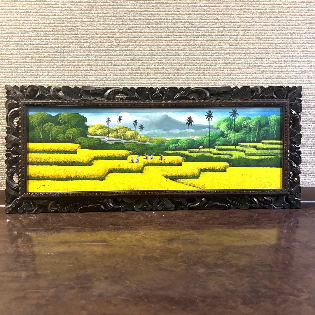 バリ島風景画／田園風景／102×44／送料込