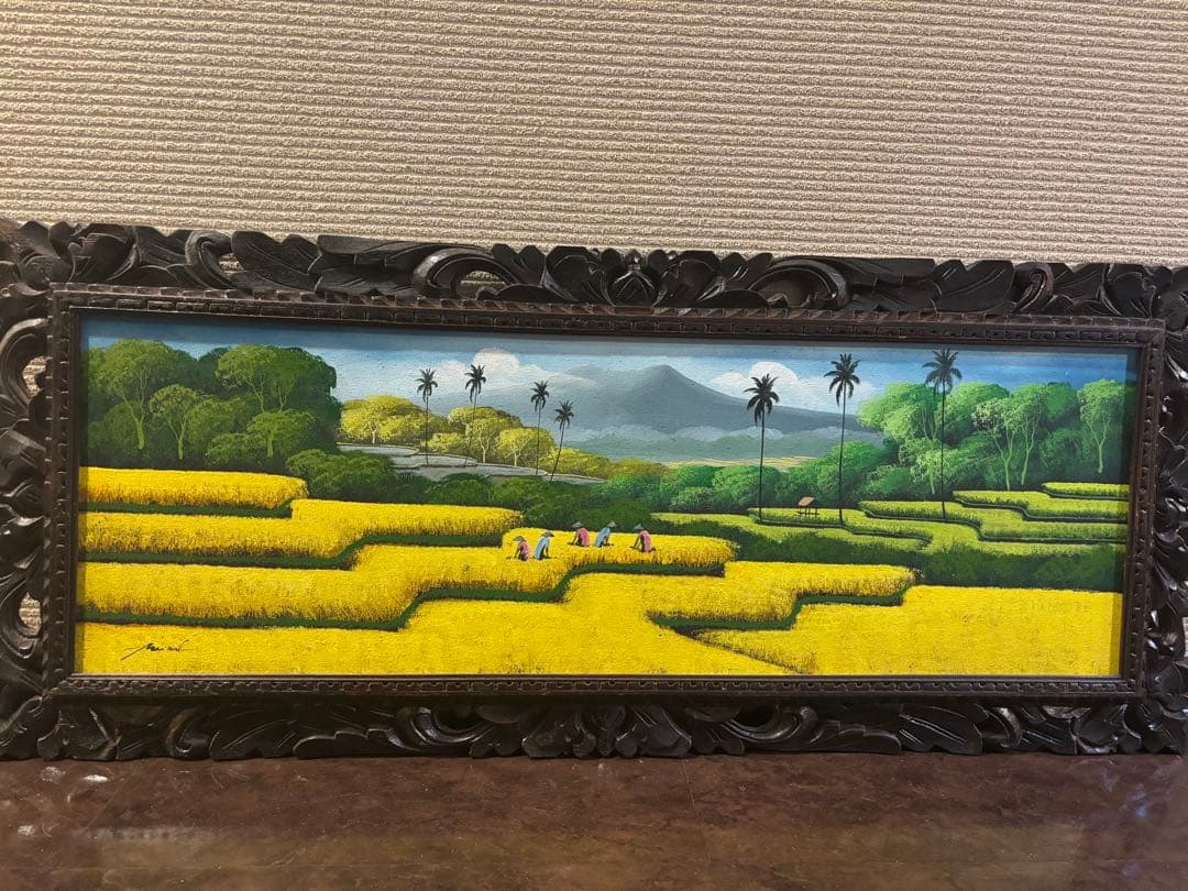 バリ島風景画／田園風景／102×44／送料込