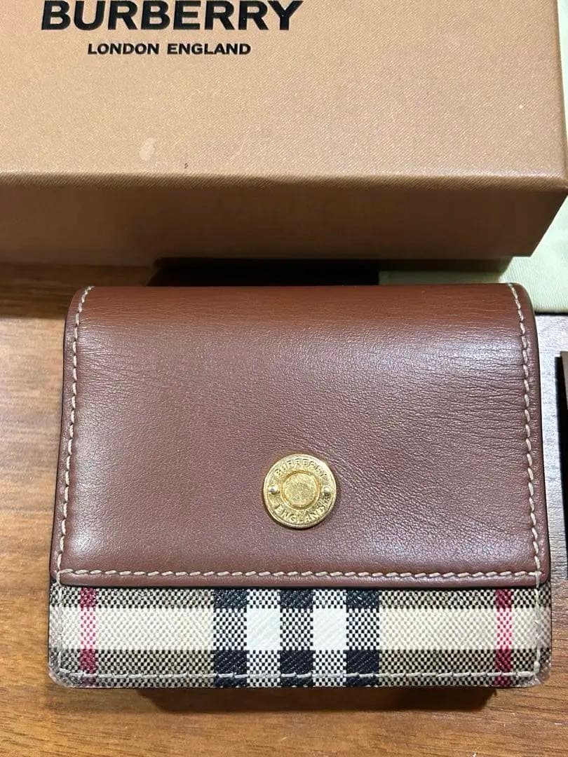 BURBERRY 二つ折り財布 ブラウン チェック柄
