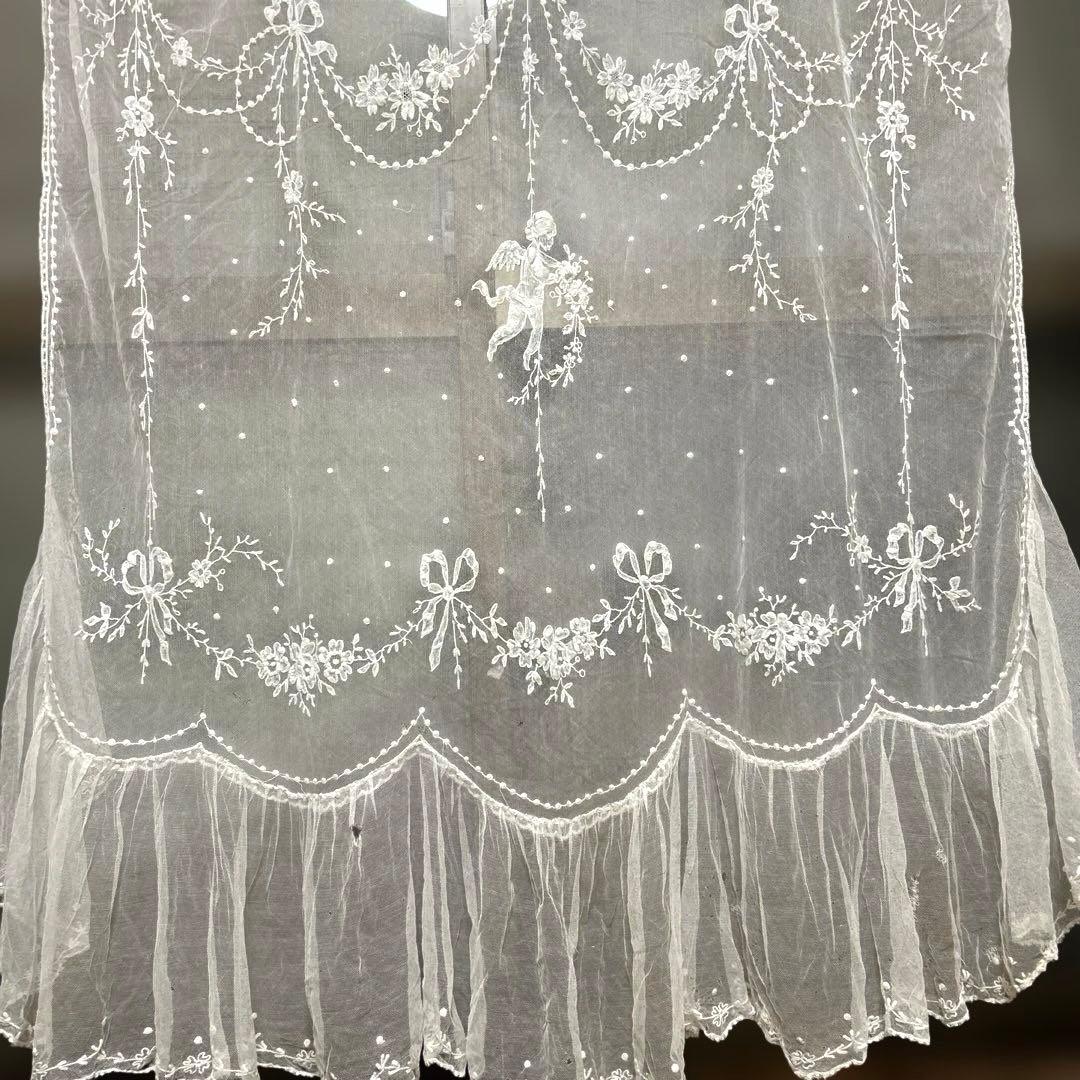 専用　フランスアンティーク　チュールレース　カーテン　天使　ガーランド　リボン