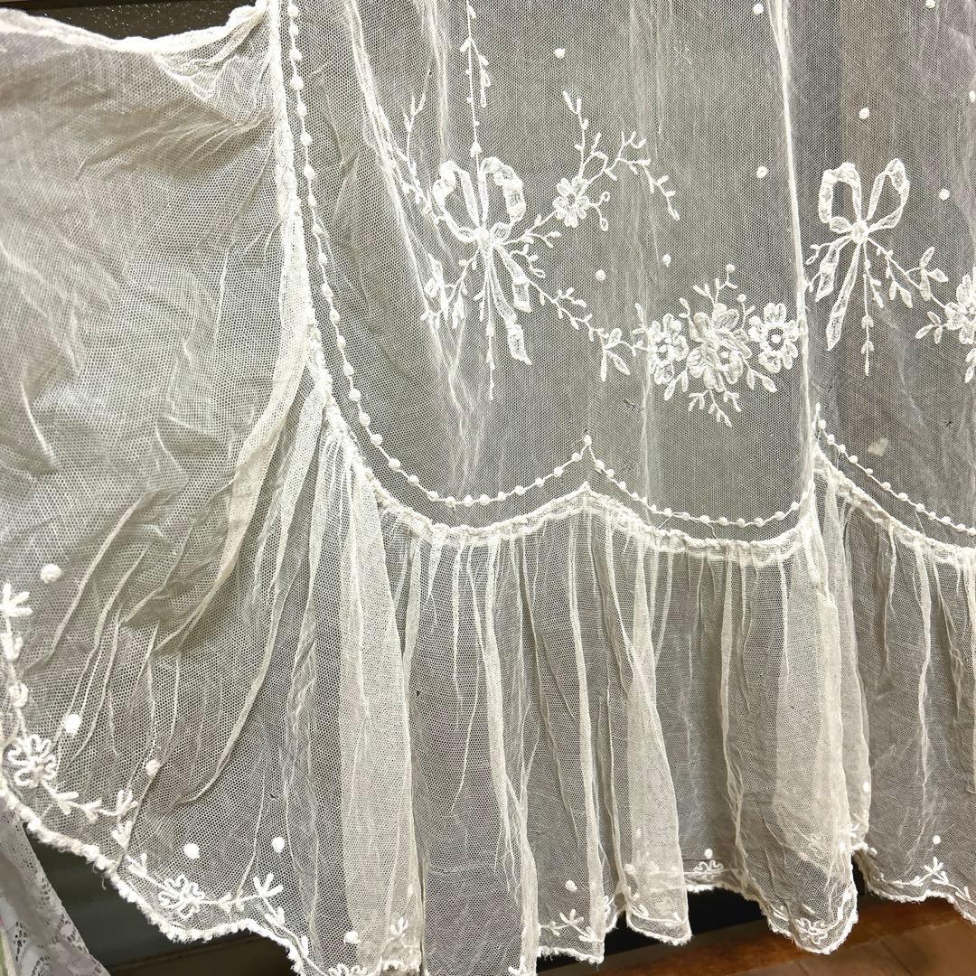 専用　フランスアンティーク　チュールレース　カーテン　天使　ガーランド　リボン