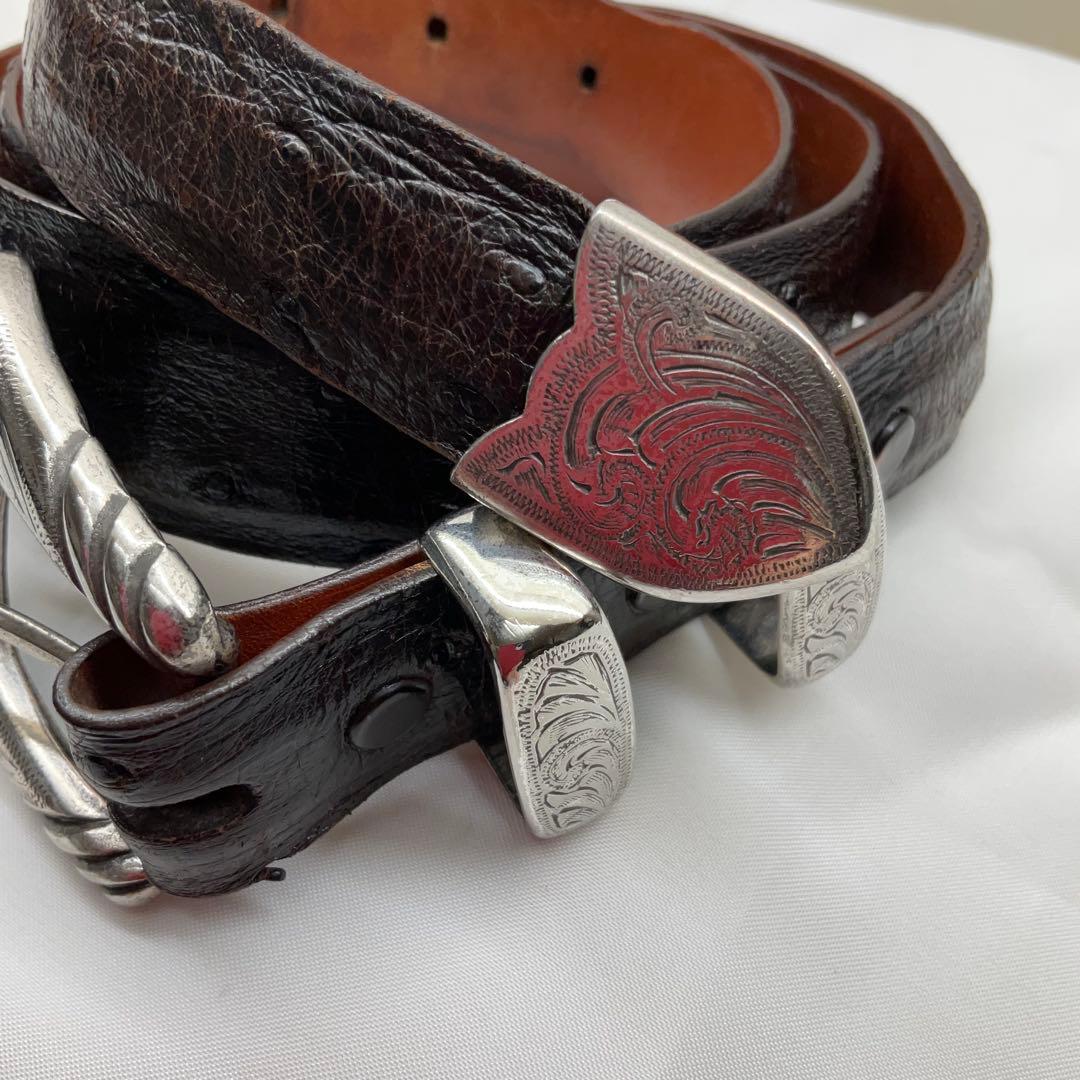 ルケーシー ベルト オーストリッチ ダークブラウン 34インチ